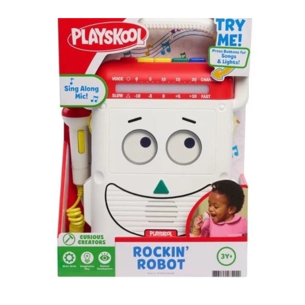 Playskool Rockin' Robot Toy with Sing-Along Microphone, Songs & Lights, Learning